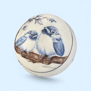 Vintage Bluebird Ceramic Trinket Box with Lid Signed by Artist